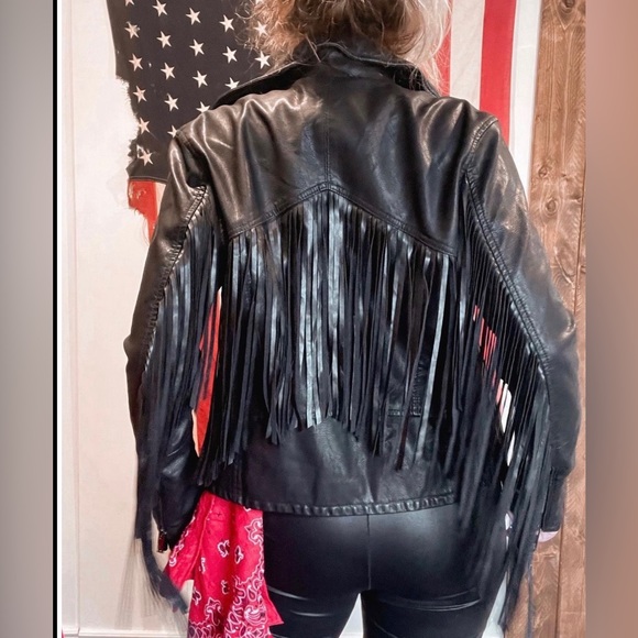 Faux Leather Fringe Jacket - READ DESCRIPTION - Picture 6 of 10